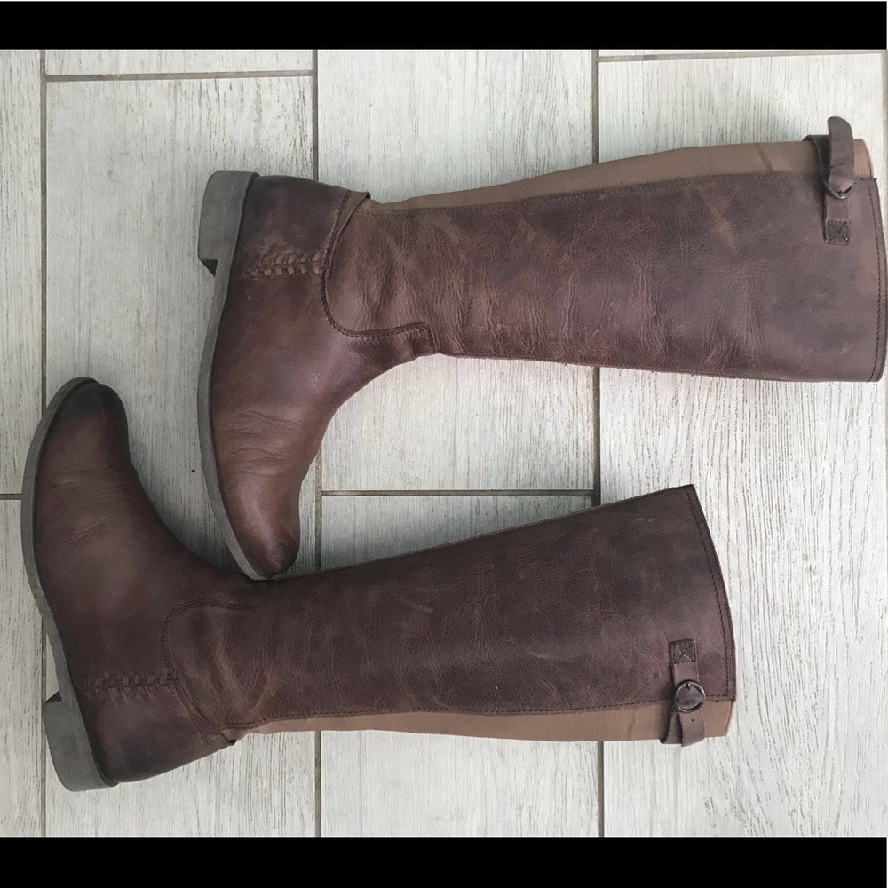Brown leather riding boots